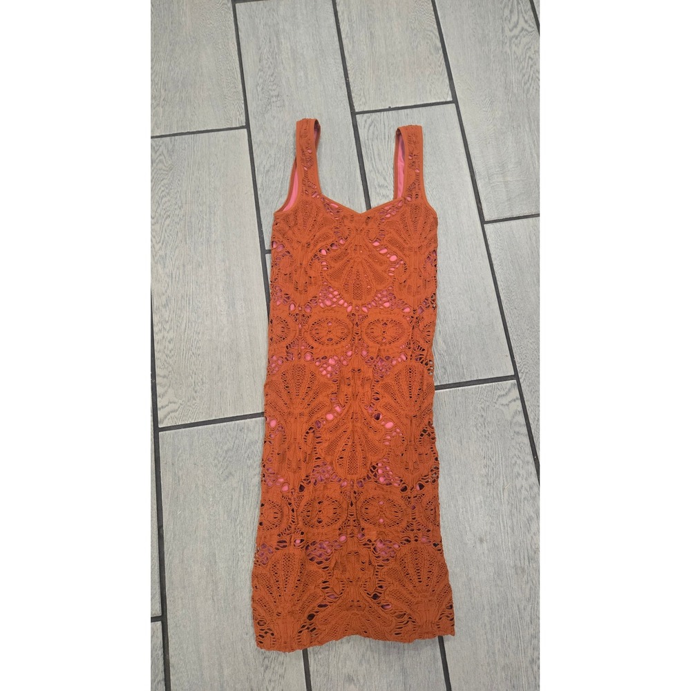 Intimately Free People Crimson Rust Crochet Lace Slip Mini Dress XS/S F166N390